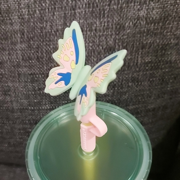 Starbucks Green Iridescent Tumbler with Butterfly Straw Stopper-Summer 2024 - Picture 7 of 7